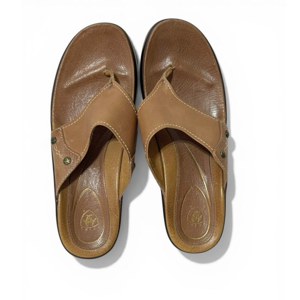Ariat Women’s Slip On Leather Toe Post Heeled Sandals Metallic Accent Size 8.5 - Picture 5 of 11